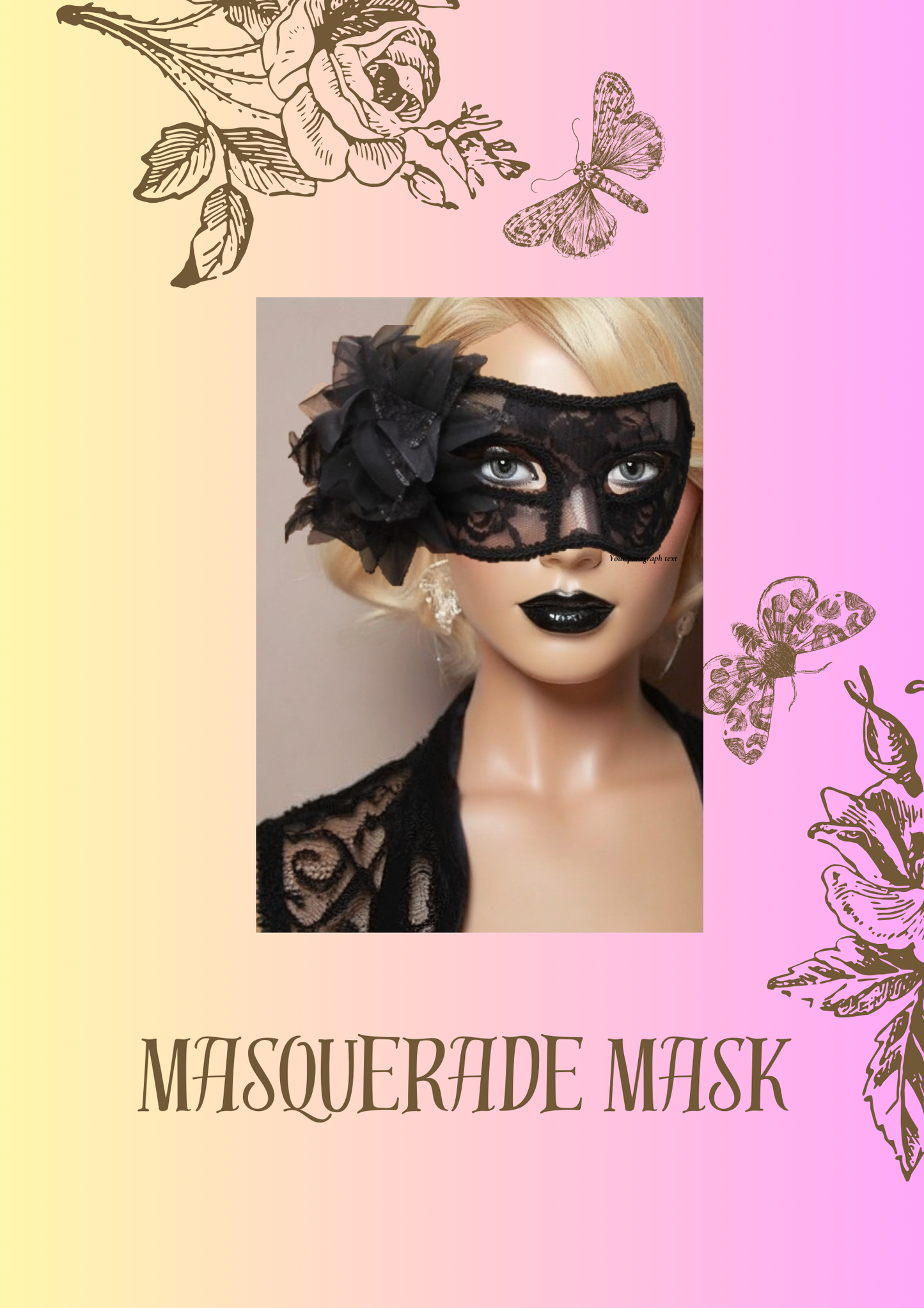 Black Lace Flower Masquerade Mask - Elegance in Every Petal