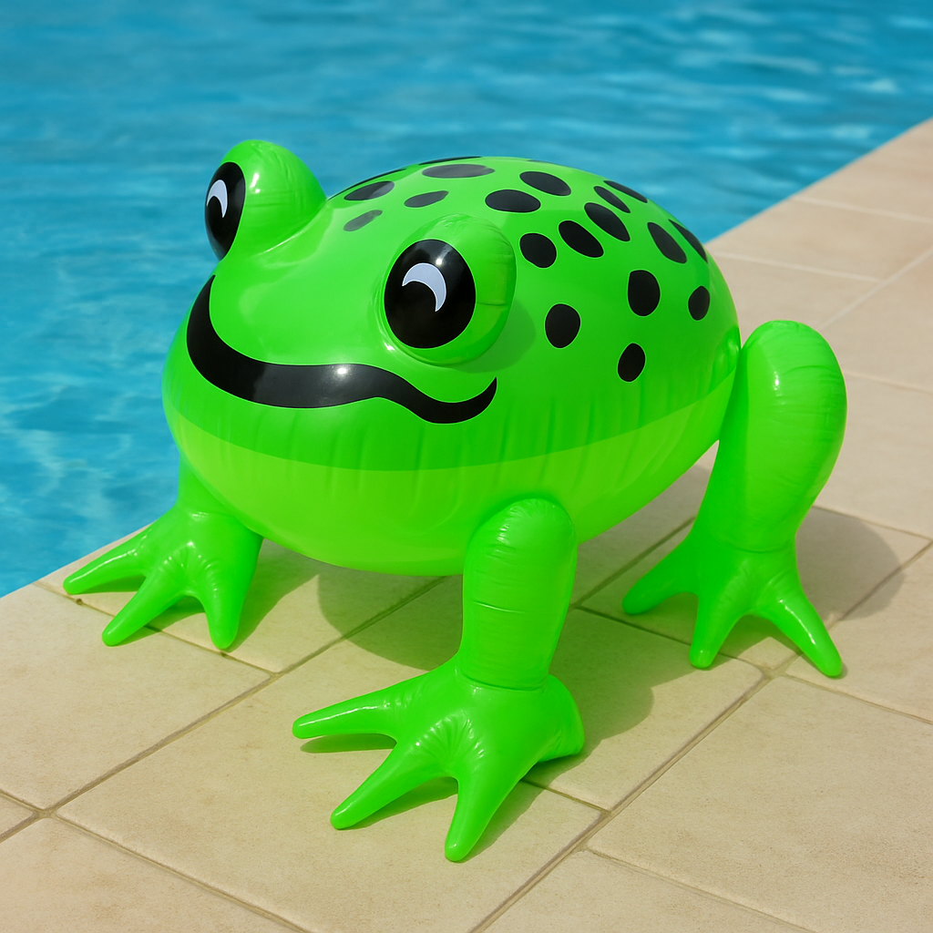 labreeze Inflatable Frog Pool Float – Green with Black Spots – Novelty Blow-Up Swimming Toy for Pool, Beach, Summer Holidays, Garden Fun & Kids Party Games