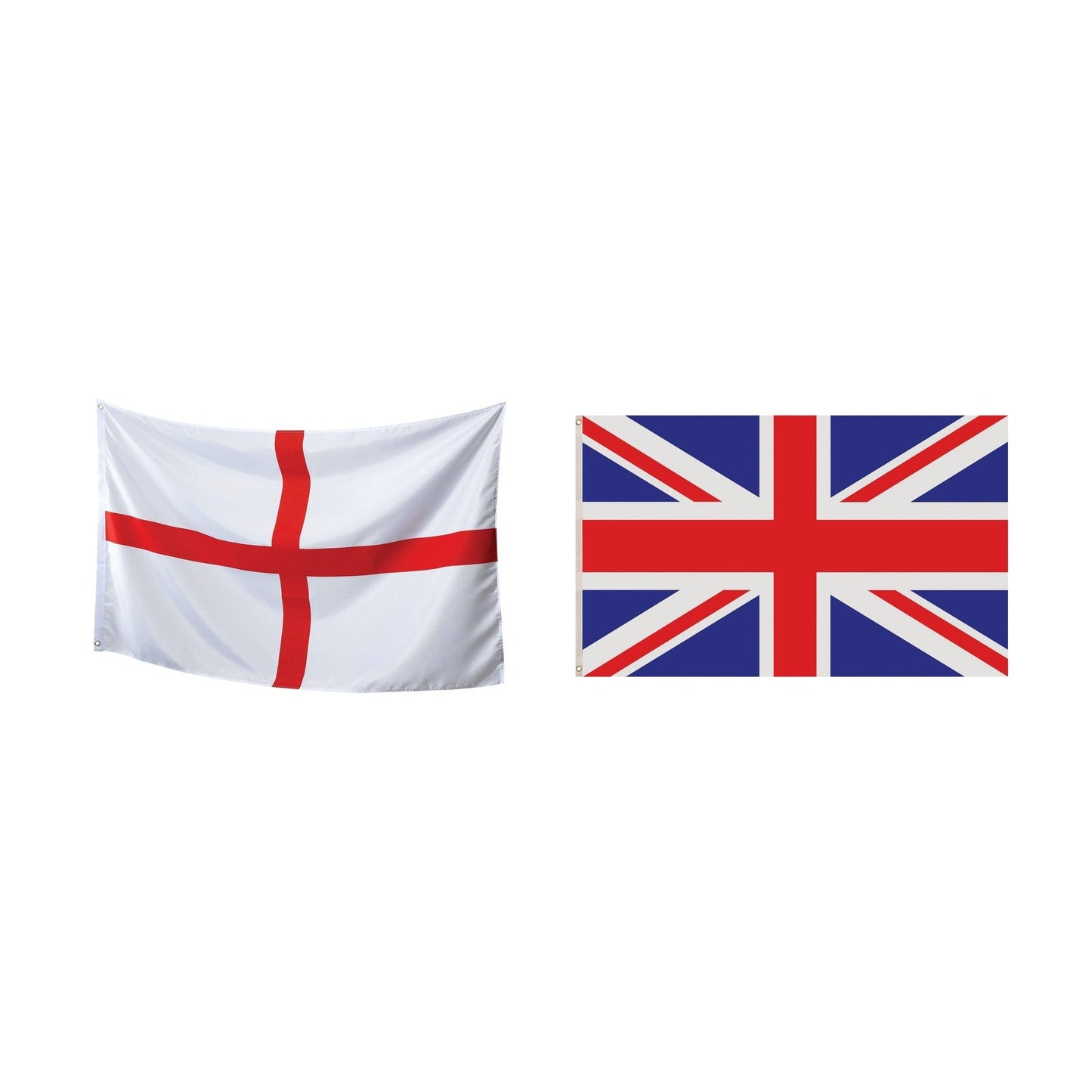 England Party Set – Union Jack 5ft x 3ft Flag, England St George 5ft x 3ft Flag complete set on white background