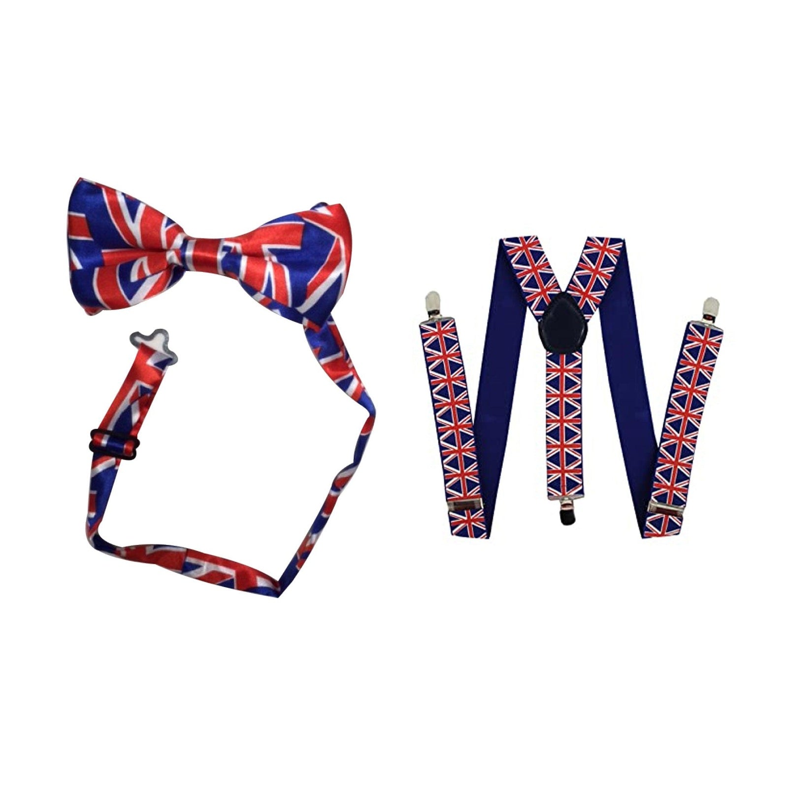 England Party Set – Union Jack Bow Tie, Union Jack Braces complete set on white background
