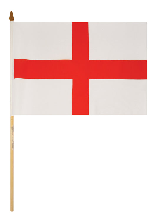 St George's Cross hand flag 45cm x 30cm with wooden stick