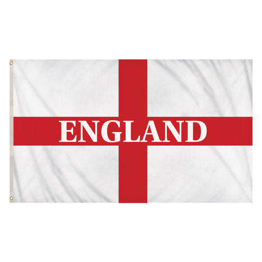 St George's Cross flag with England text 5ft x 3ft