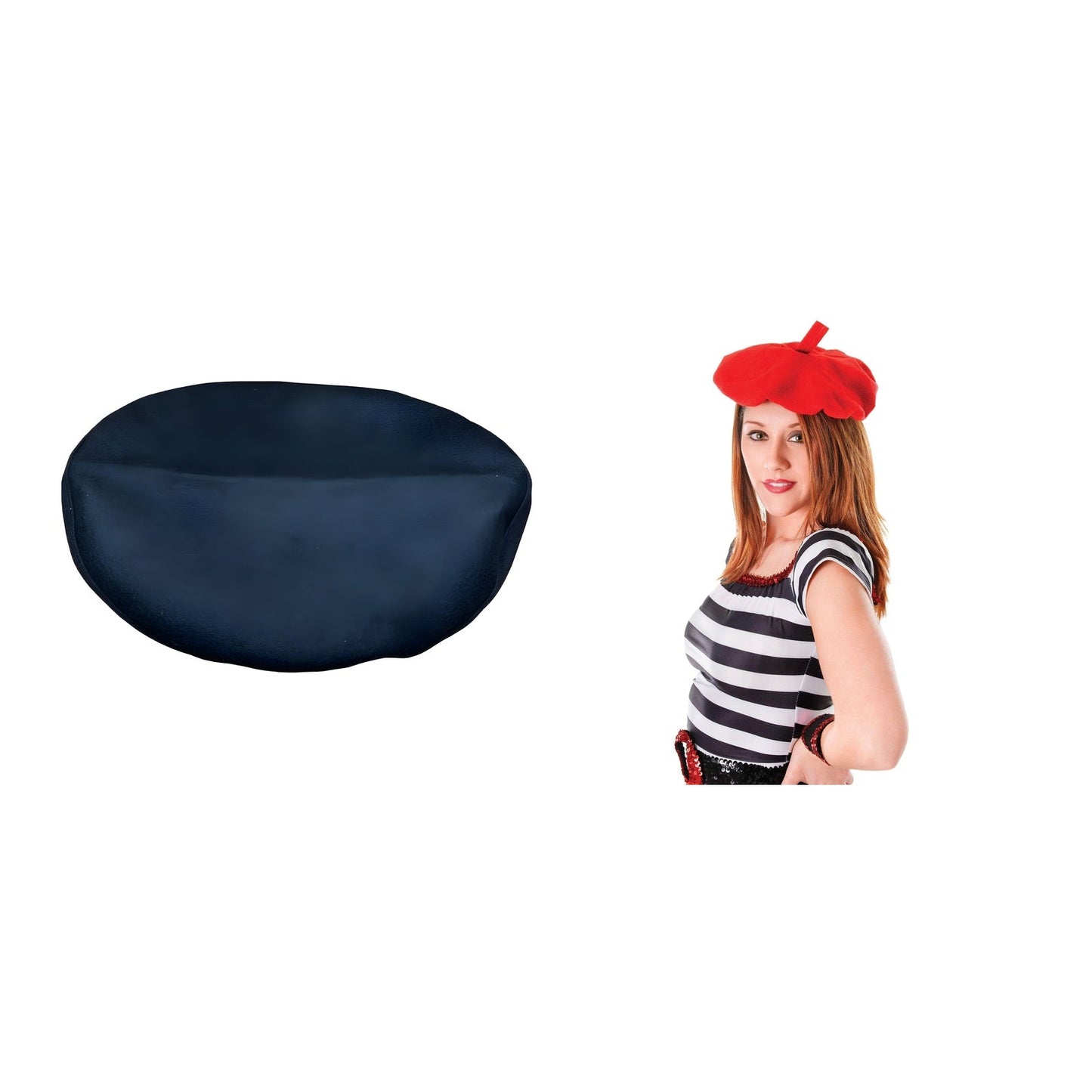 France Party Pack for 5 People – Red French Beret + Black French Beret complete set on white background
