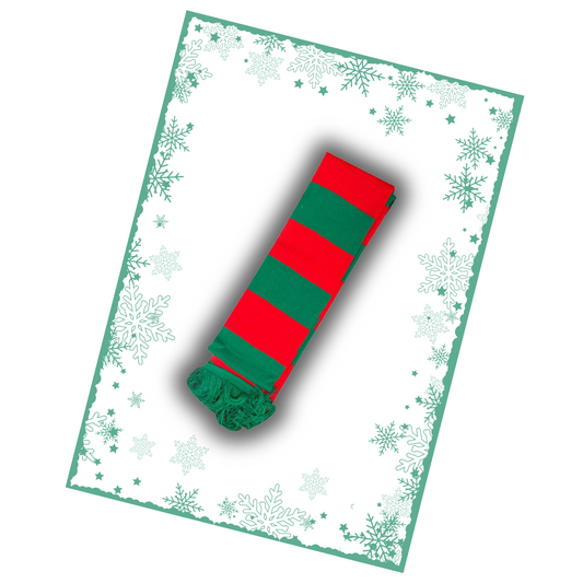 Adults Red Green Striped Elf Scarf Xmas Santa Helper Christmas Fancy Dress Costume Accessory