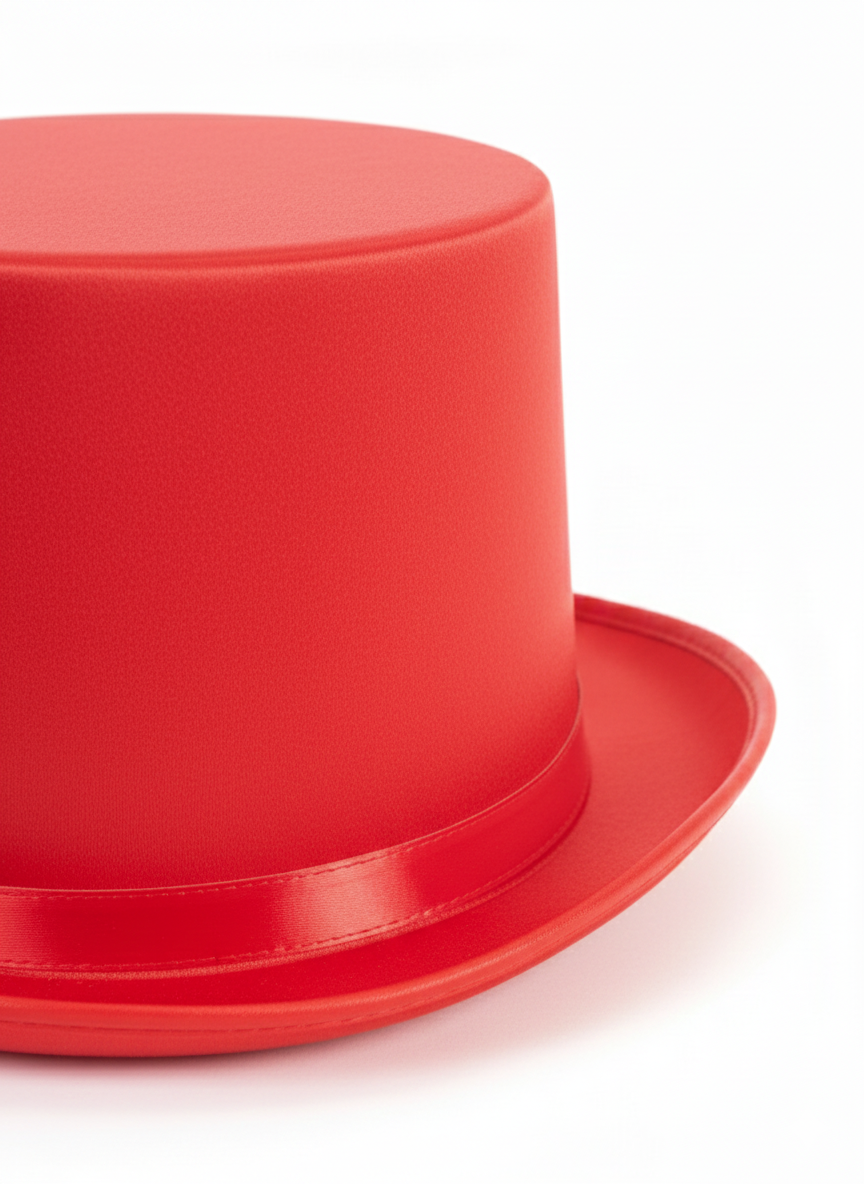 Adults Satin Red Top Hat with Ribbon – Fancy Dress Party Hat