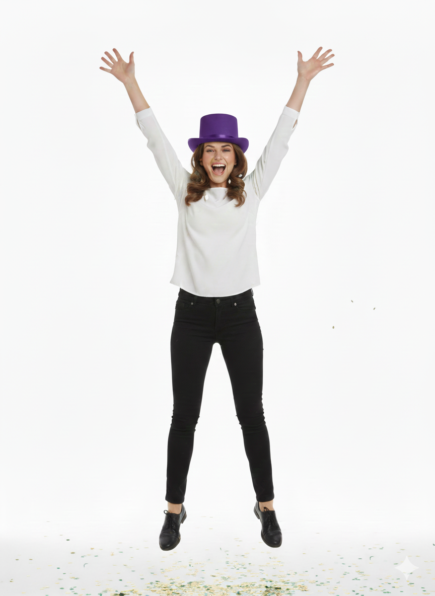 Adults Satin Purple Top Hat with Ribbon – Fancy Dress Party Hat