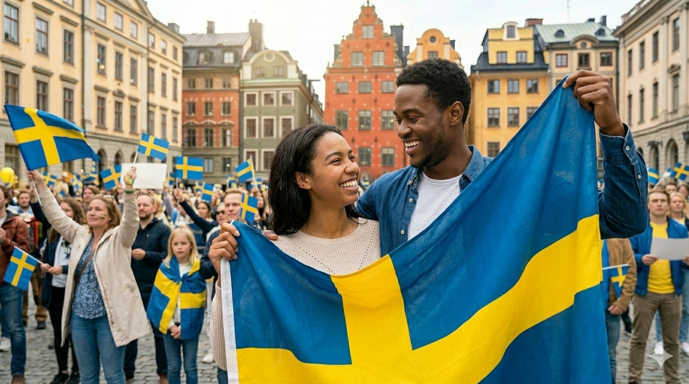 labreeze Sweden Flag 5ft x 3ft – Blue & Yellow Nordic Cross Polyester Flag - Labreeze Ltd