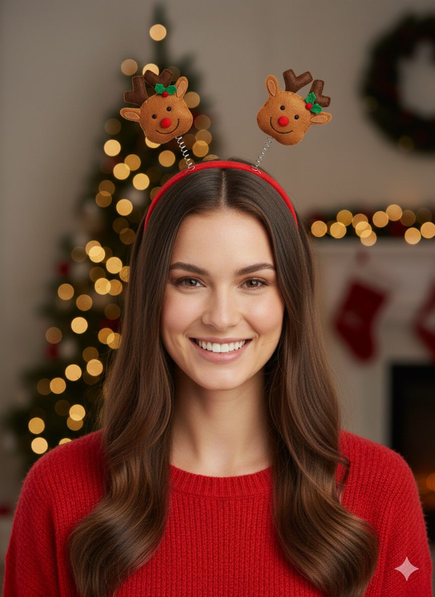 Christmas Head Bopper Headbands – 3 Assorted Festive Designs for Adults & Kids – Novelty Xmas Party Headbands for Celebrations, Photos, School Events & Fancy Dress