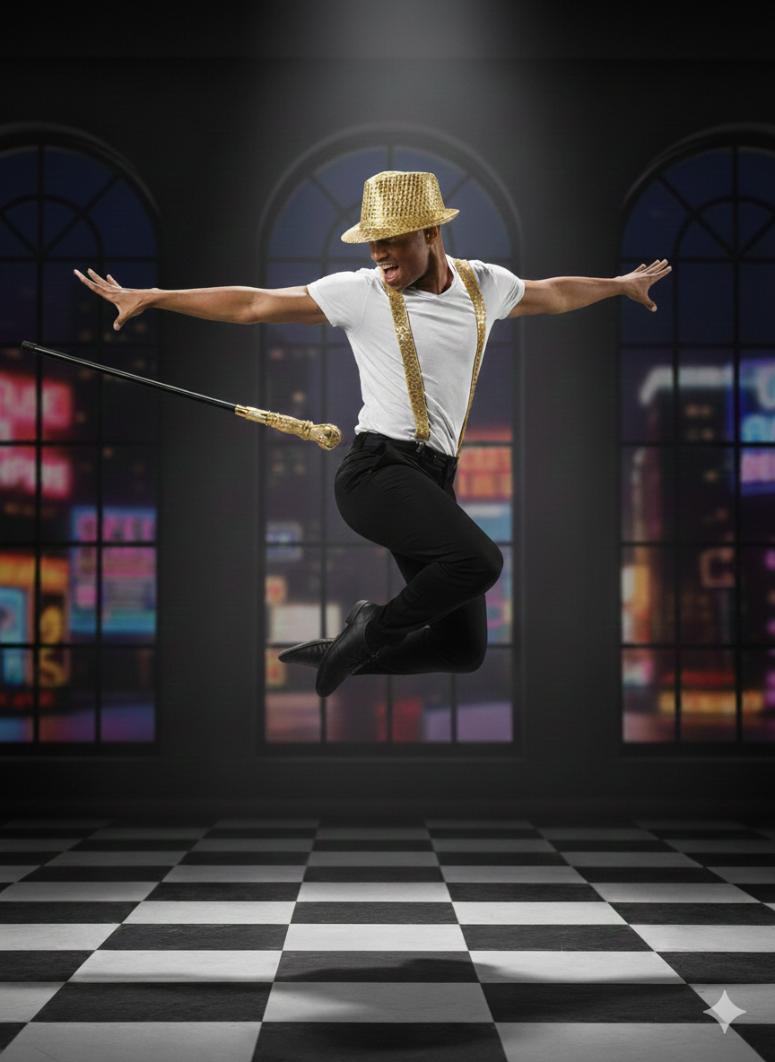 labreeze Gold Sequin Gangster Hat with Matching Braces and Top-Cane Set – Adult Christmas Fancy Dress Accessories