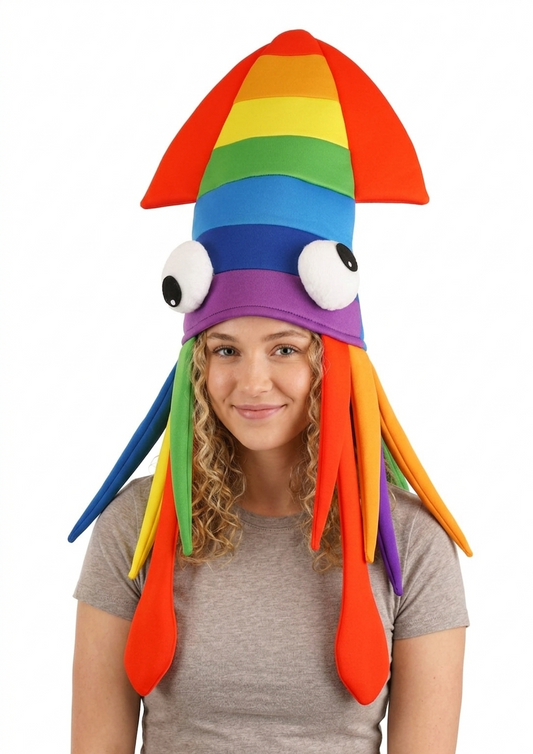 labreeze Rainbow Squid Hat for Adults – Novelty Sea Creature Fancy Dress Hat