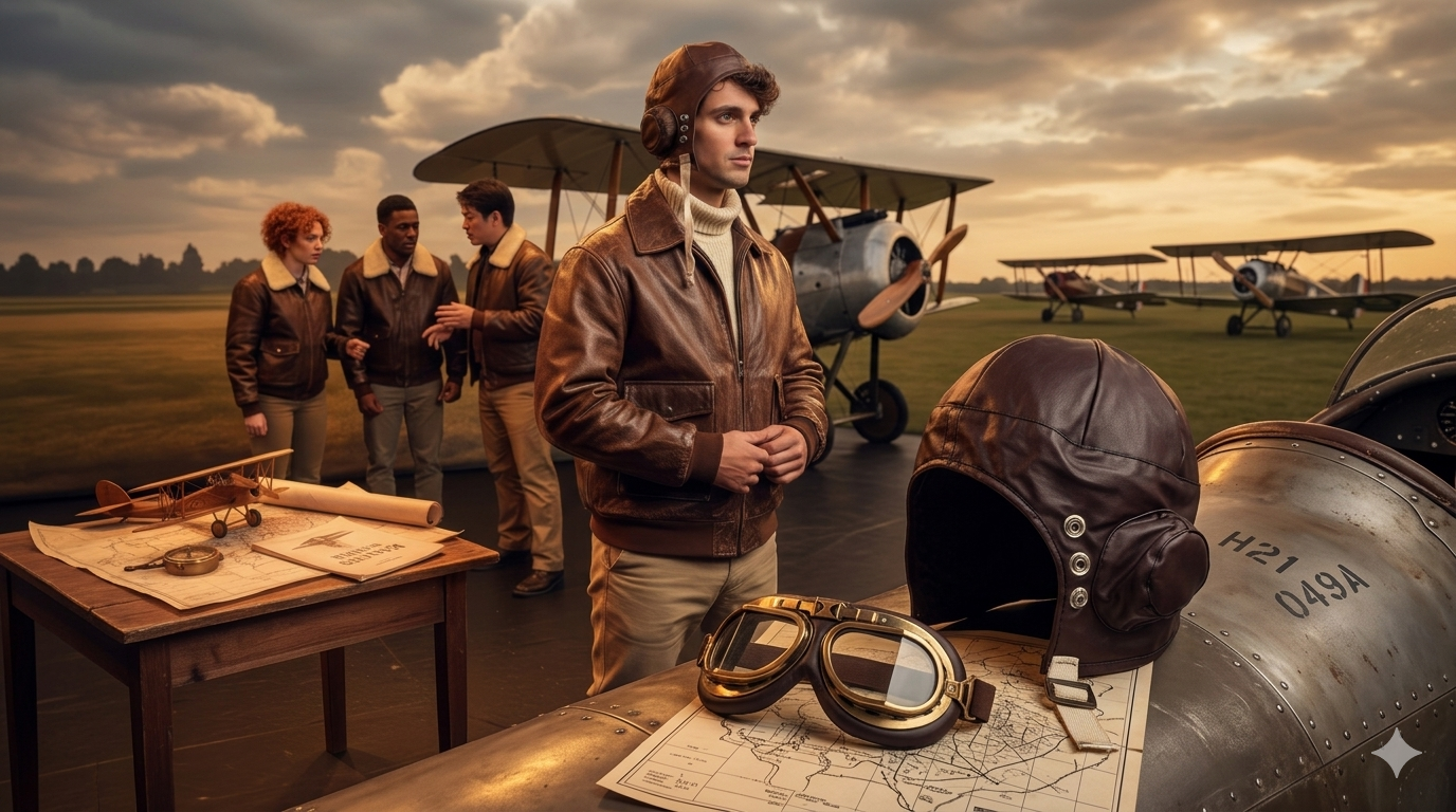 Biggles Pilot Hat – Classic Aviator Style Leather-Look Fancy Dress Cap for Adults