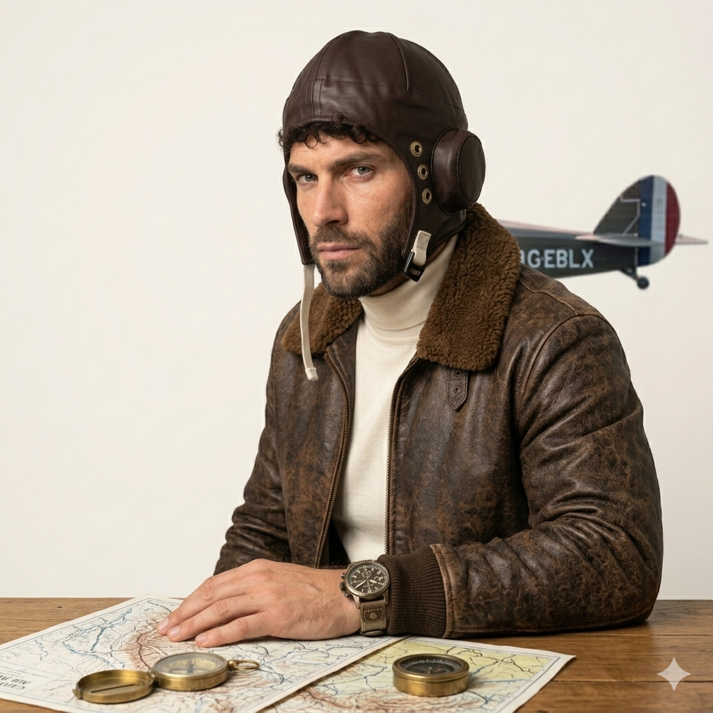Biggles Pilot Hat – Classic Aviator Style Leather-Look Fancy Dress Cap for Adults