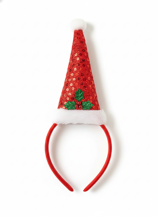 labreeze Pack of 3 Mini Santa Hat Headbands for Women – Christmas Hair Accessories for Festive Parties