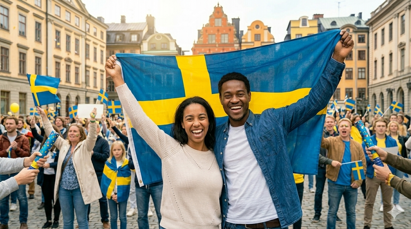 labreeze Sweden Flag 5ft x 3ft – Blue & Yellow Nordic Cross Polyester Flag - Labreeze Ltd