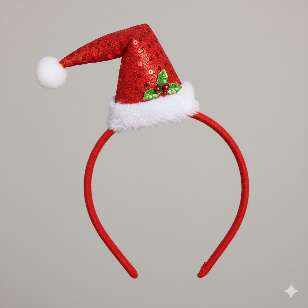 Mini Santa Hat Headband – Festive Christmas Mini Hat Accessory for Adults & Kids – Cute Red & White Xmas Headband for Parties, Photos, School Events & Fancy Dress