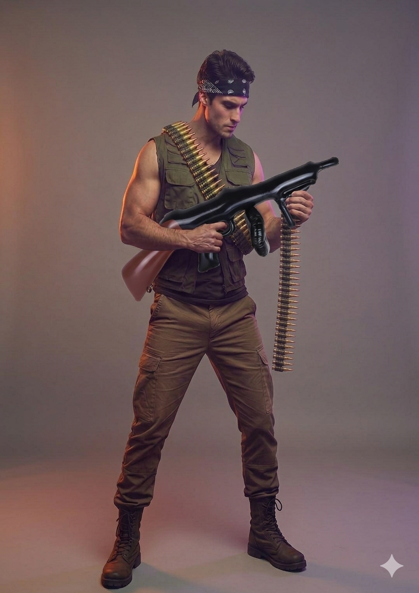 labreeze Plastic Bullet Belt & Inflatable Tommy Gun Set – Gangster Fancy Dress Costume Accessories for Adults