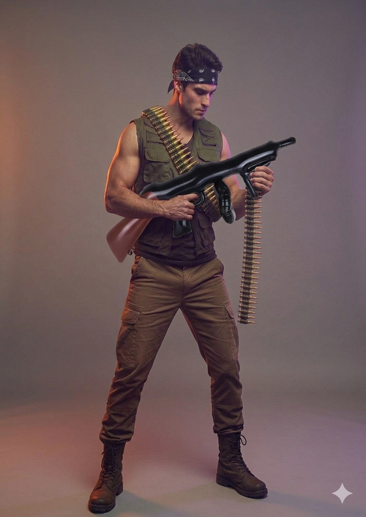 labreeze Plastic Bullet Belt & Inflatable Tommy Gun Set – Gangster Fancy Dress Costume Accessories for Adults