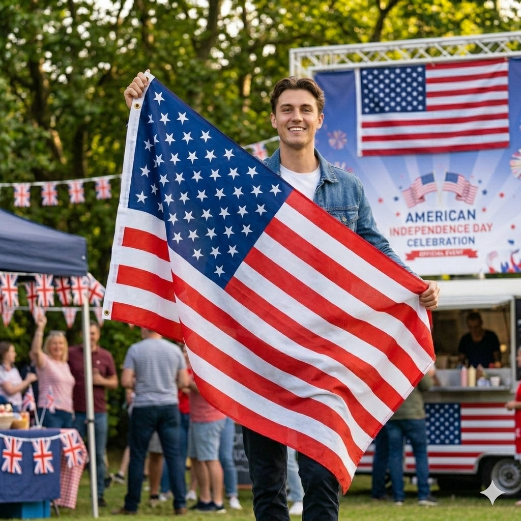 USA Flag 5ft x 3ft – American Stars and Stripes Polyester Flag with Metal Eyelets - Labreeze Ltd