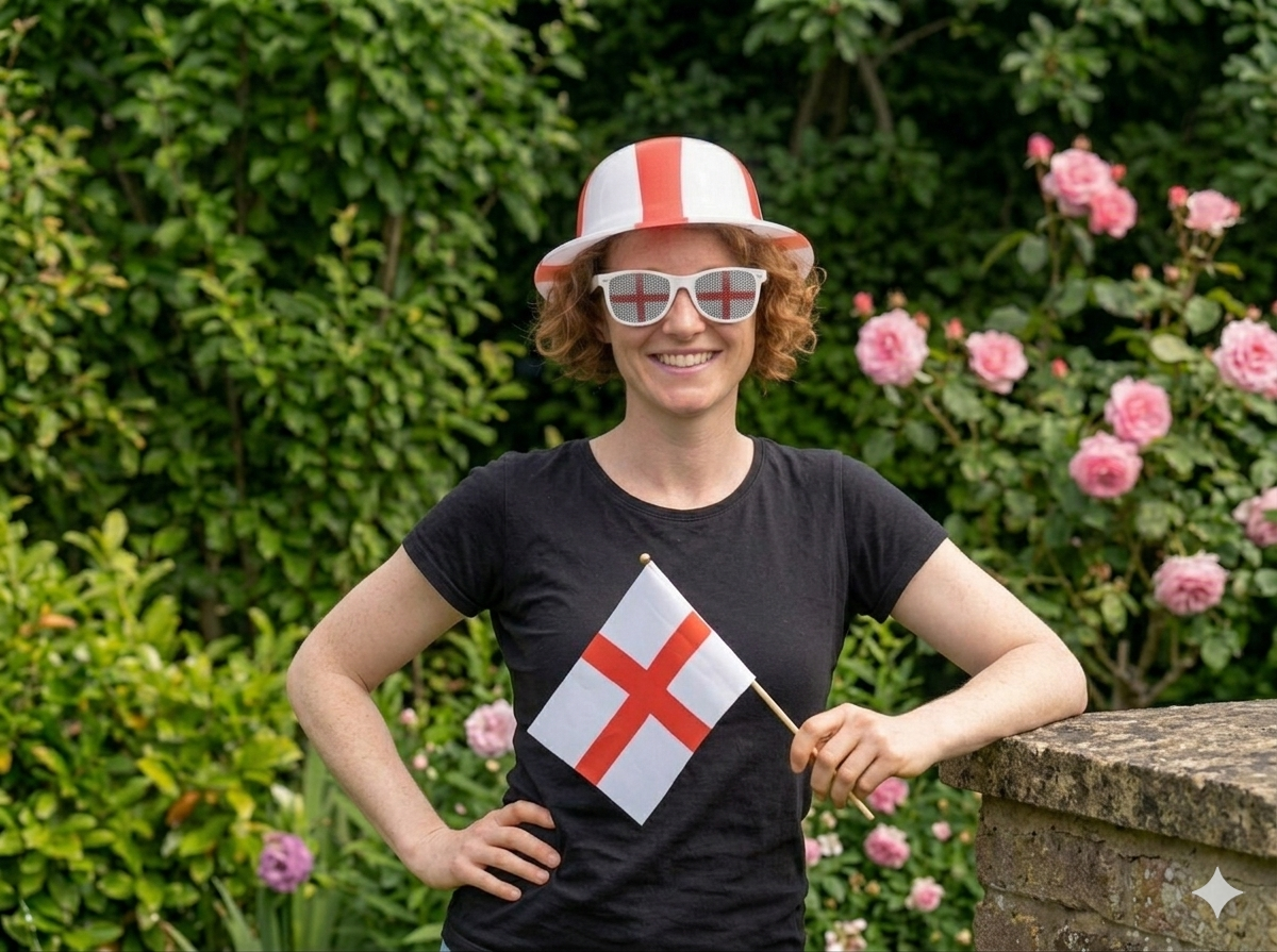 labreeze England St George Fancy Dress Accessories Set – Adult Bowler Hat, Hand Flag & Novelty Glasses - Labreeze Ltd