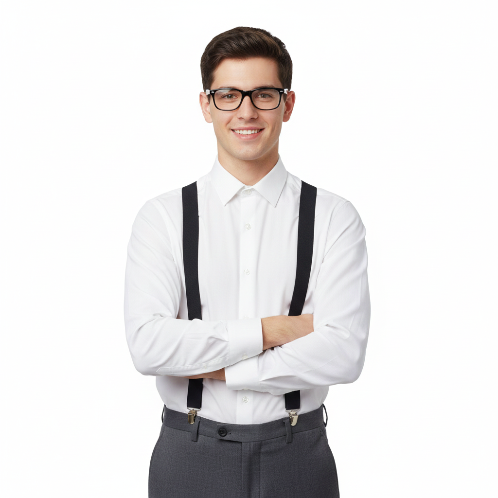 Black Plain Braces 2.5 cm – Adult Adjustable Suspenders for Fancy Dress & Everyday Wear