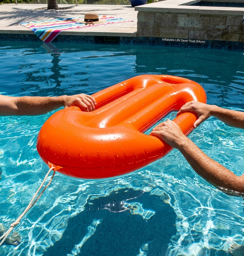 labreeze Inflatable Life Saver Float 64cm – Orange Novelty Lifebuoy for Parties & Fancy Dress