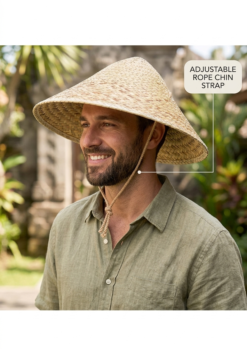labreeze Asian Conical Straw Hat for Adults – Traditional Rice Hat for Festivals & Costume Parties