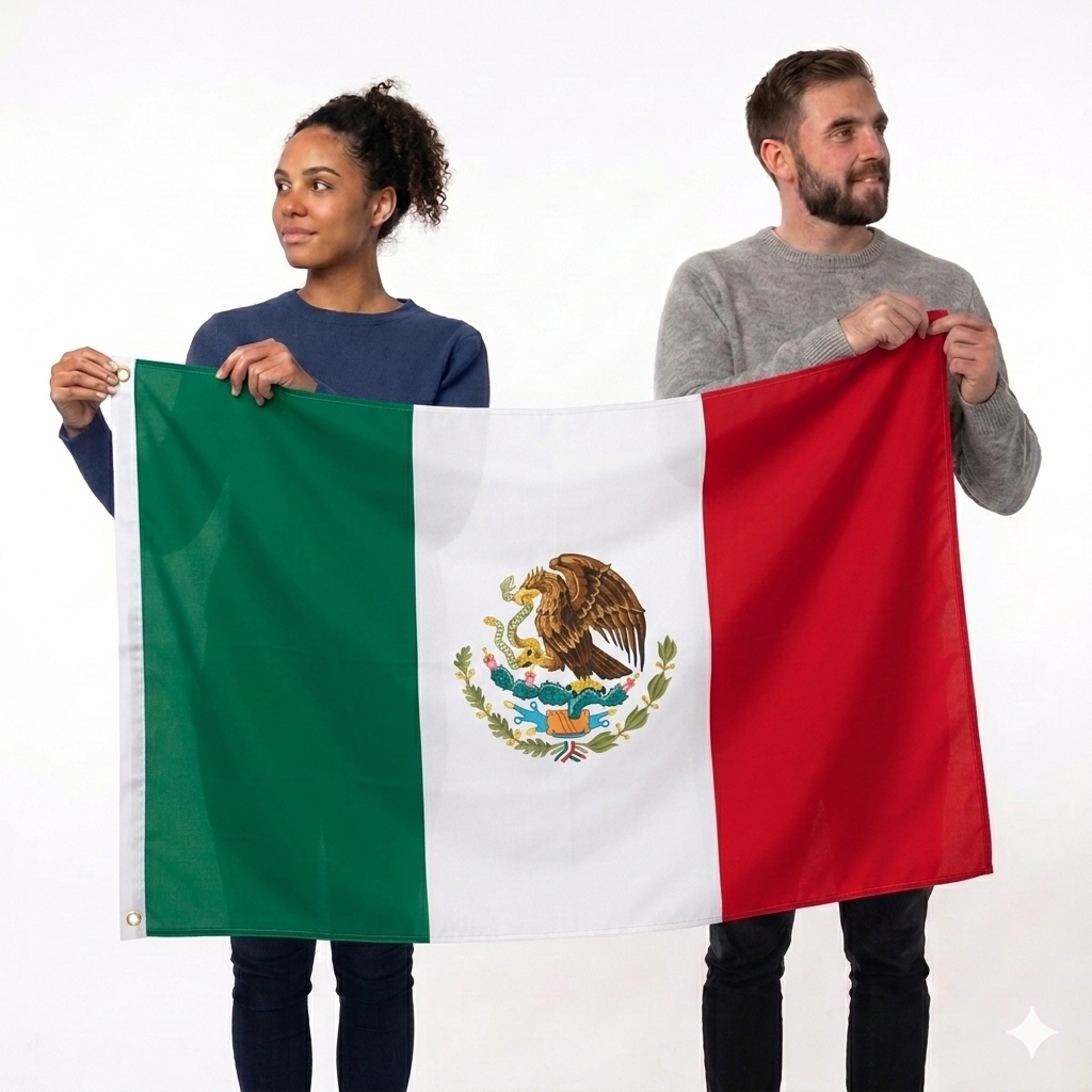Mexico Flag 5ft x 3ft – Mexican Polyester National Flag with Metal Eyelets & Reinforced Seams - Labreeze Ltd
