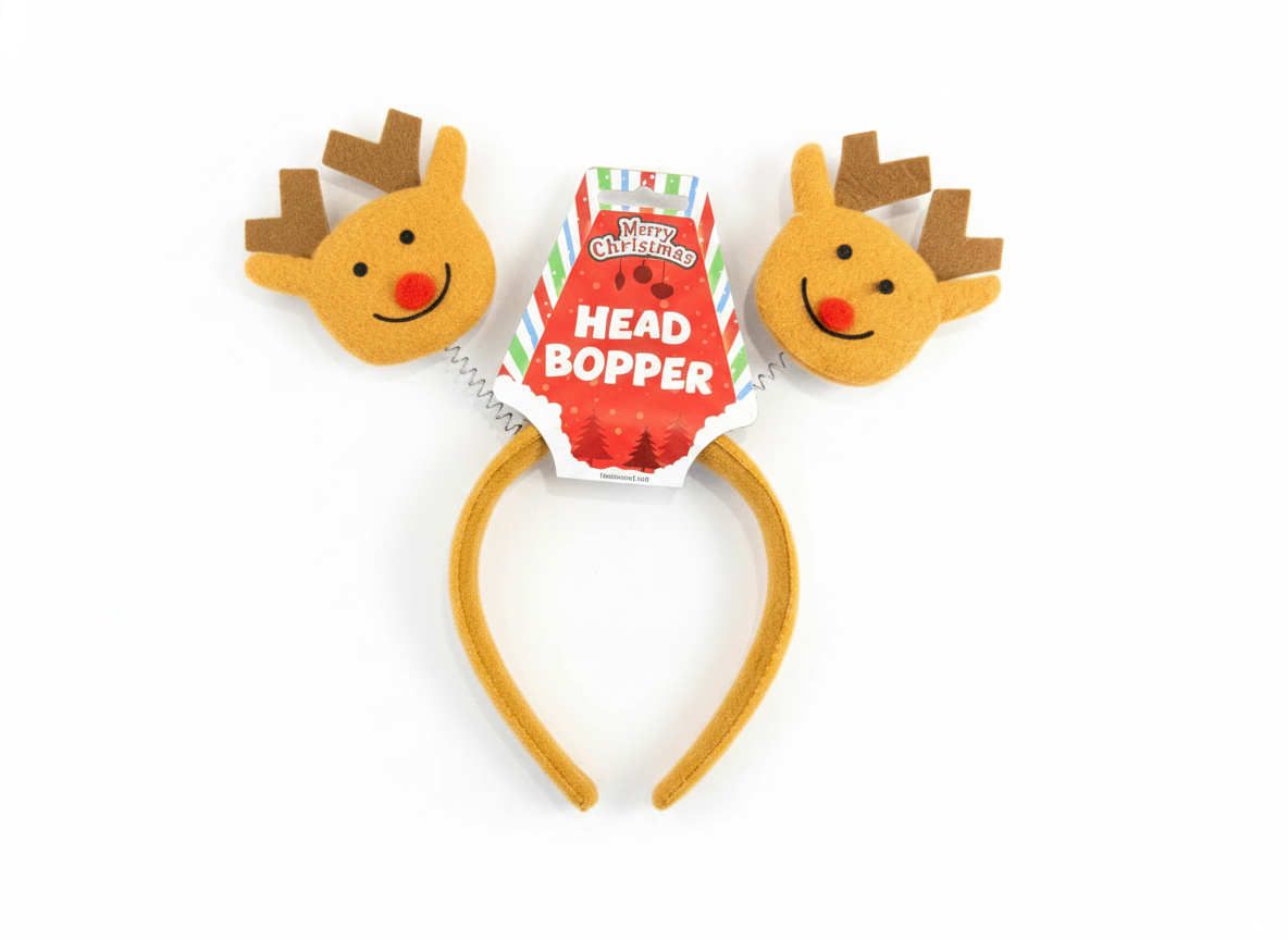 labreeze Christmas Reindeer Head Bopper Headbands – Festive Holiday Party Accessory, Set of 2