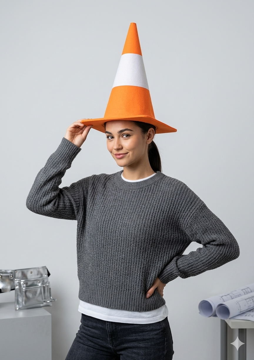 labreeze Traffic Cone Hat for Adults – Orange & White Novelty Fancy Dress Hat