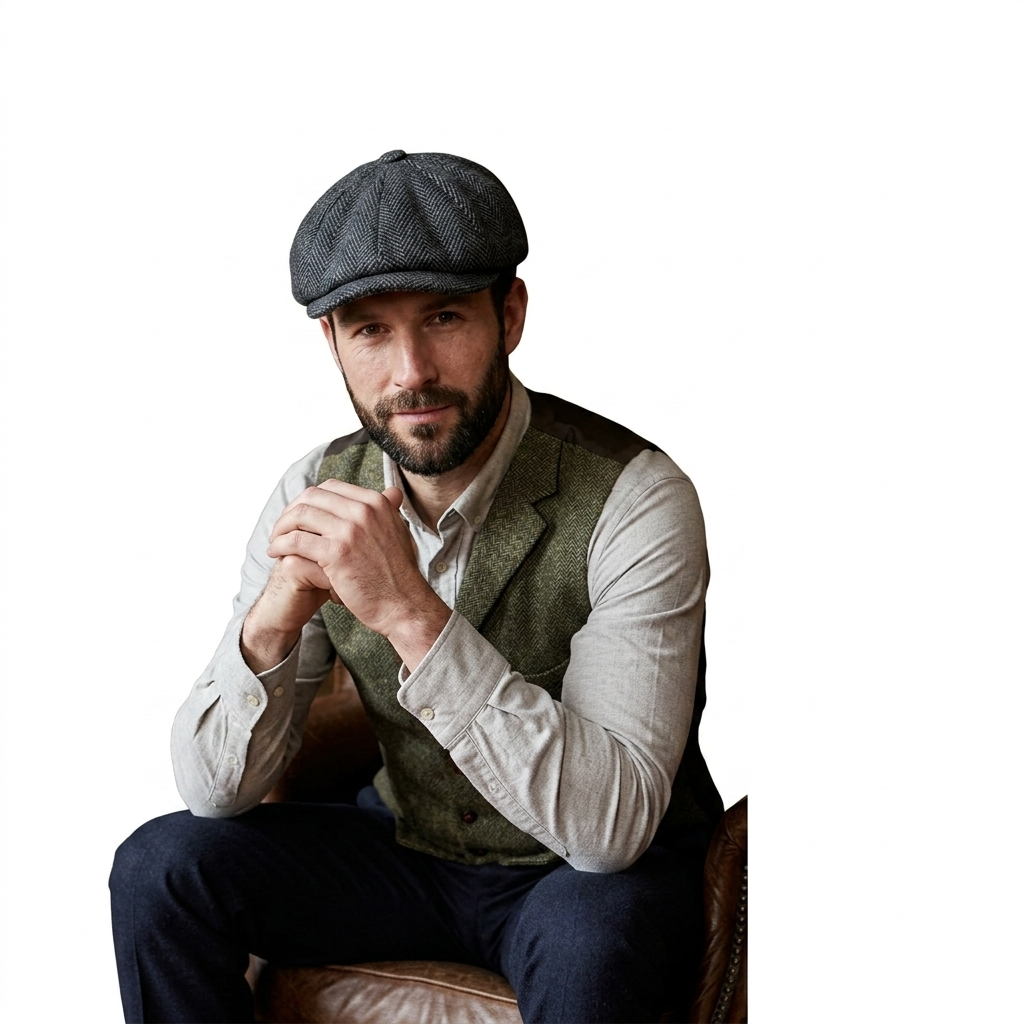 Peaky Style Flat Cap Hat for Adults – Classic Vintage Newsboy Gatsby Cap