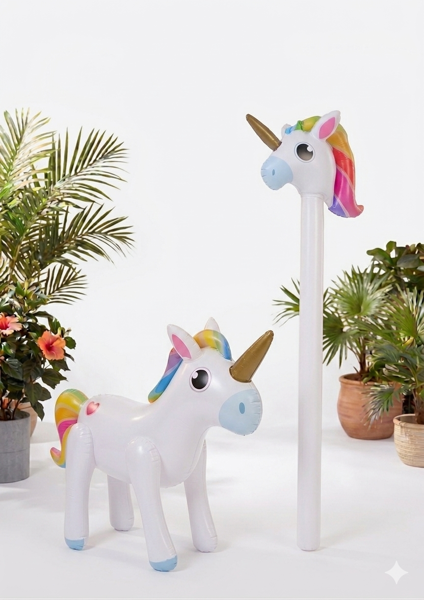 labreeze Inflatable Unicorn Set – Unicorn Stick (110cm) and Inflatable Unicorn (53 x 35cm) for Parties, Kids Events and Fancy Dress