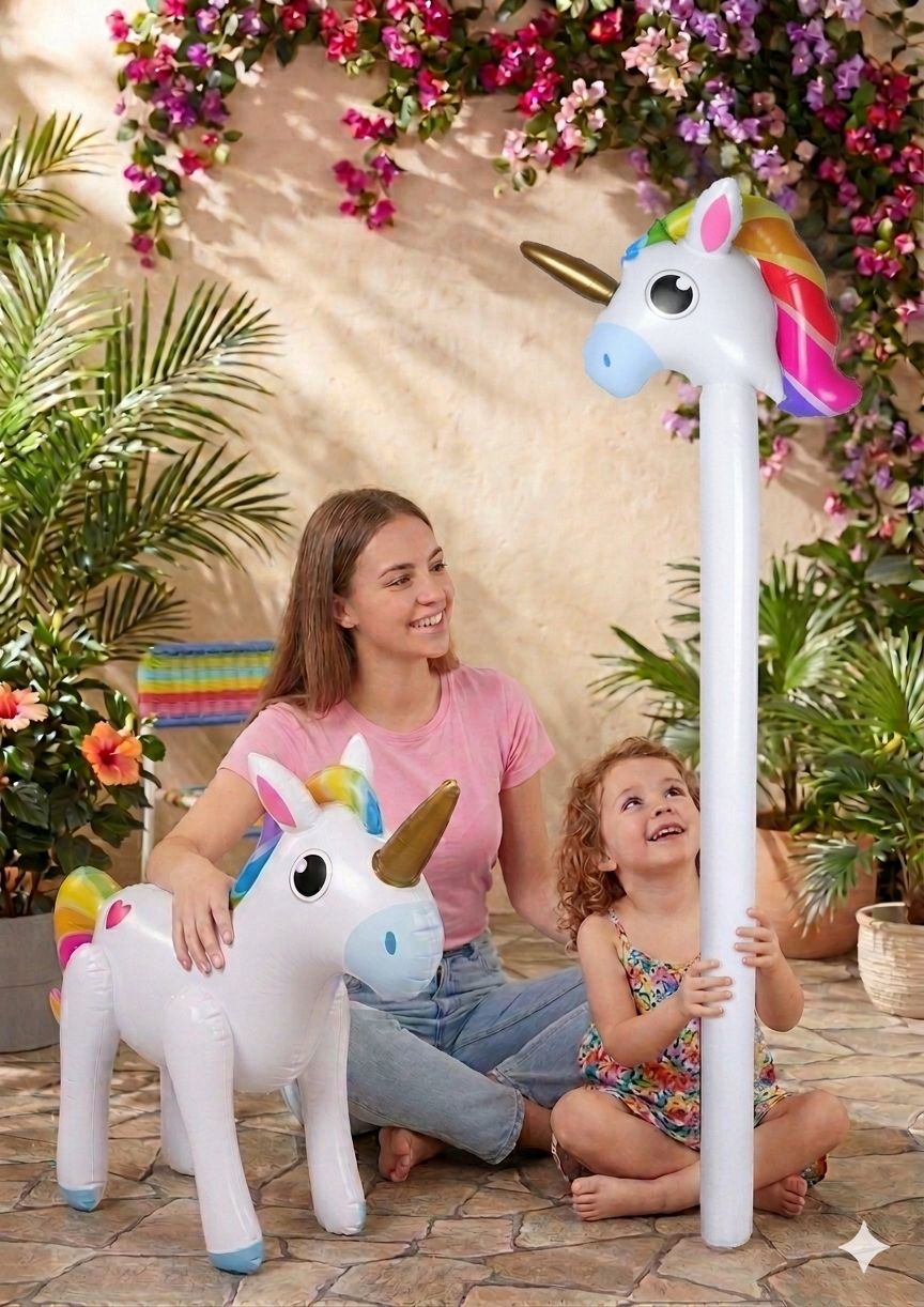 labreeze Inflatable Unicorn Set – Unicorn Stick (110cm) and Inflatable Unicorn (53 x 35cm) for Parties, Kids Events and Fancy Dress