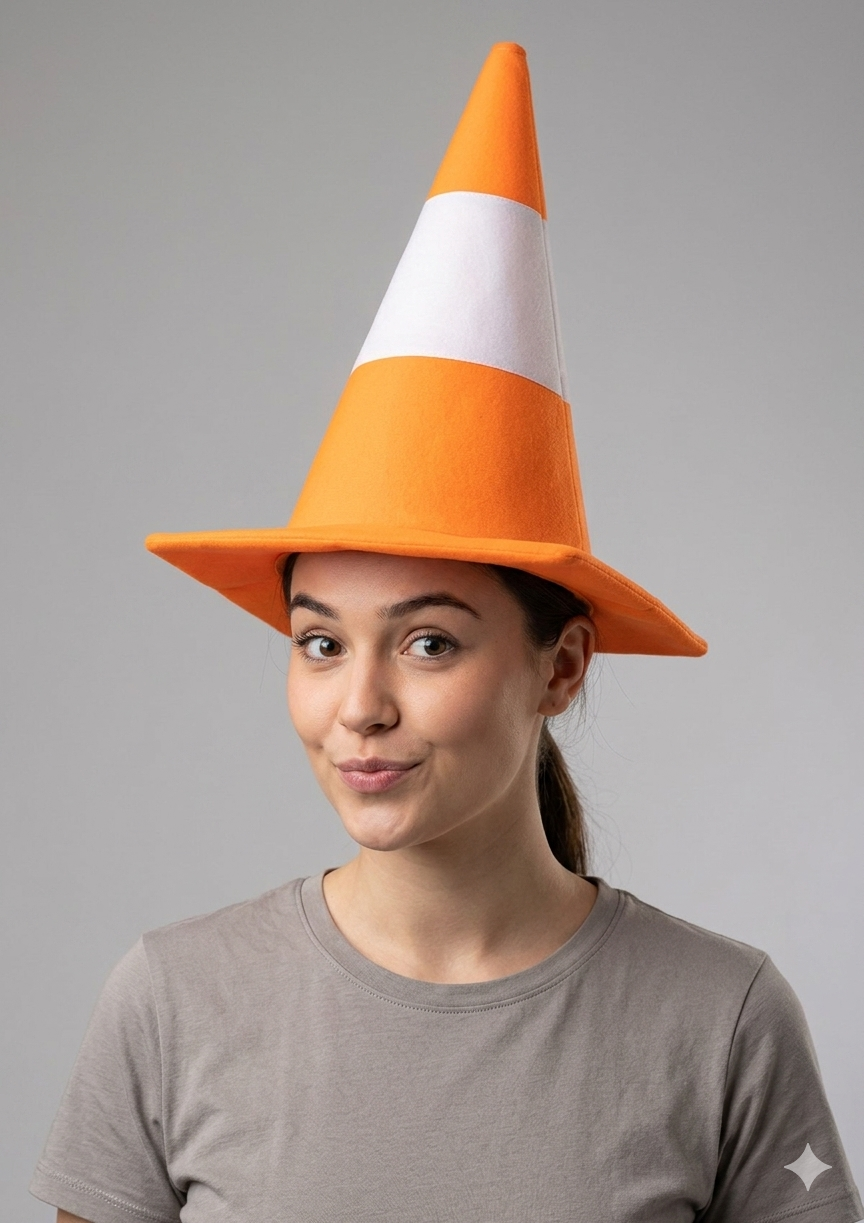 labreeze Traffic Cone Hat for Adults – Orange & White Novelty Fancy Dress Hat