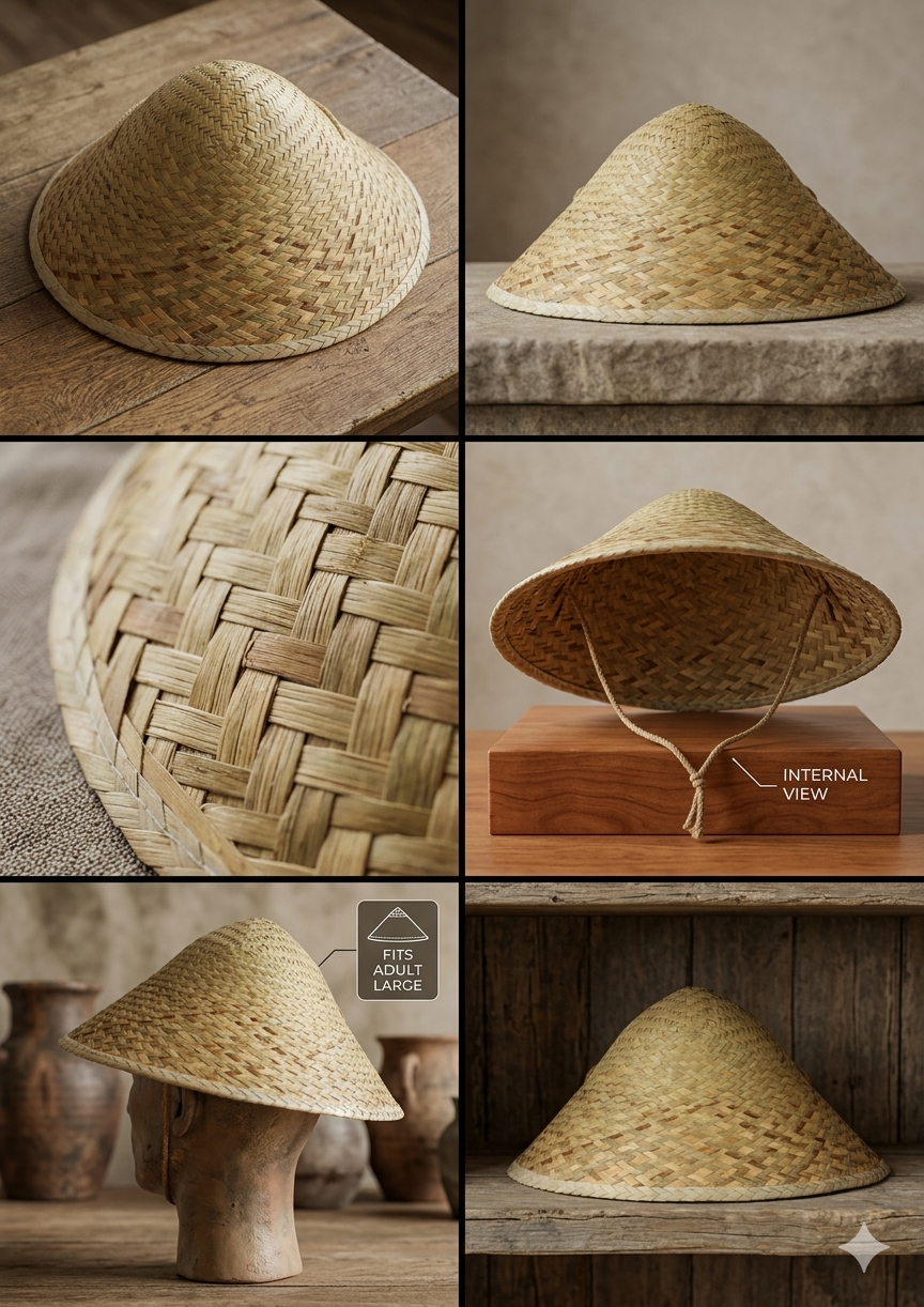 labreeze Asian Conical Straw Hat for Adults – Traditional Rice Hat for Festivals & Costume Parties