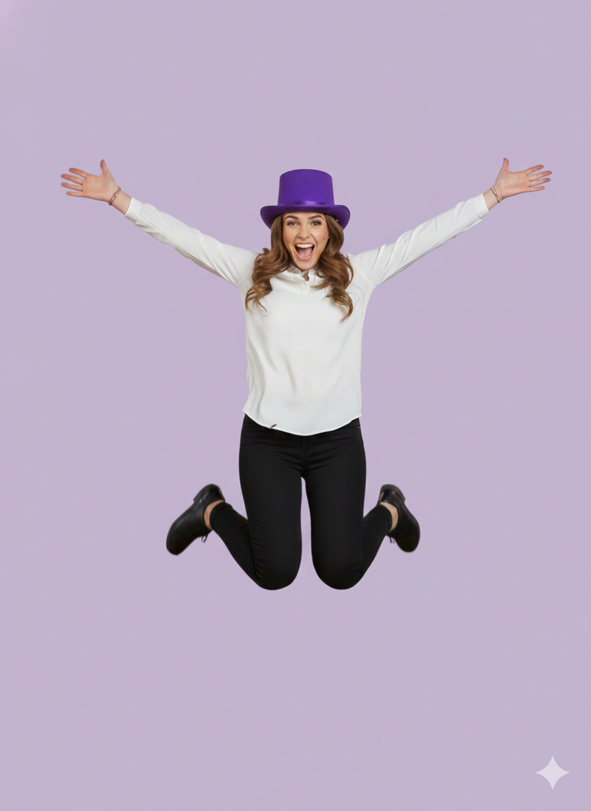 Adults Satin Purple Top Hat with Ribbon – Fancy Dress Party Hat