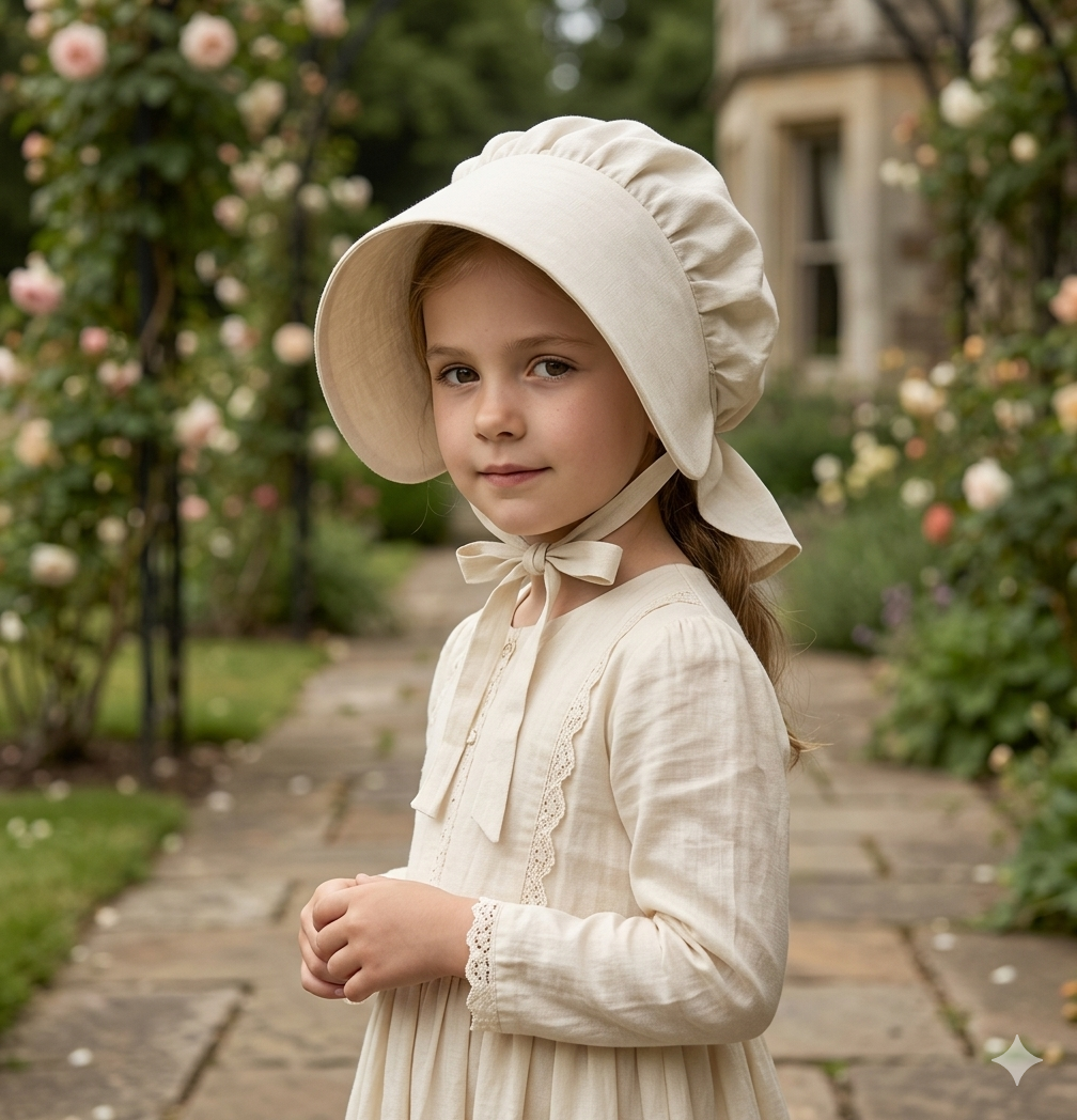 labreeze Children’s Victorian Bonnet Hat – White Historical Fancy Dress Accessory for World Book Day & School Events
