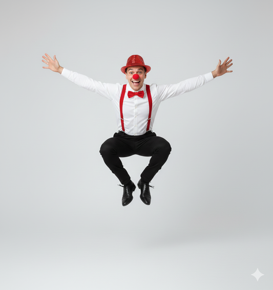 Red Nose Day Sequin Trilby Hat, Braces, Nose & Bow Tie Costume Set