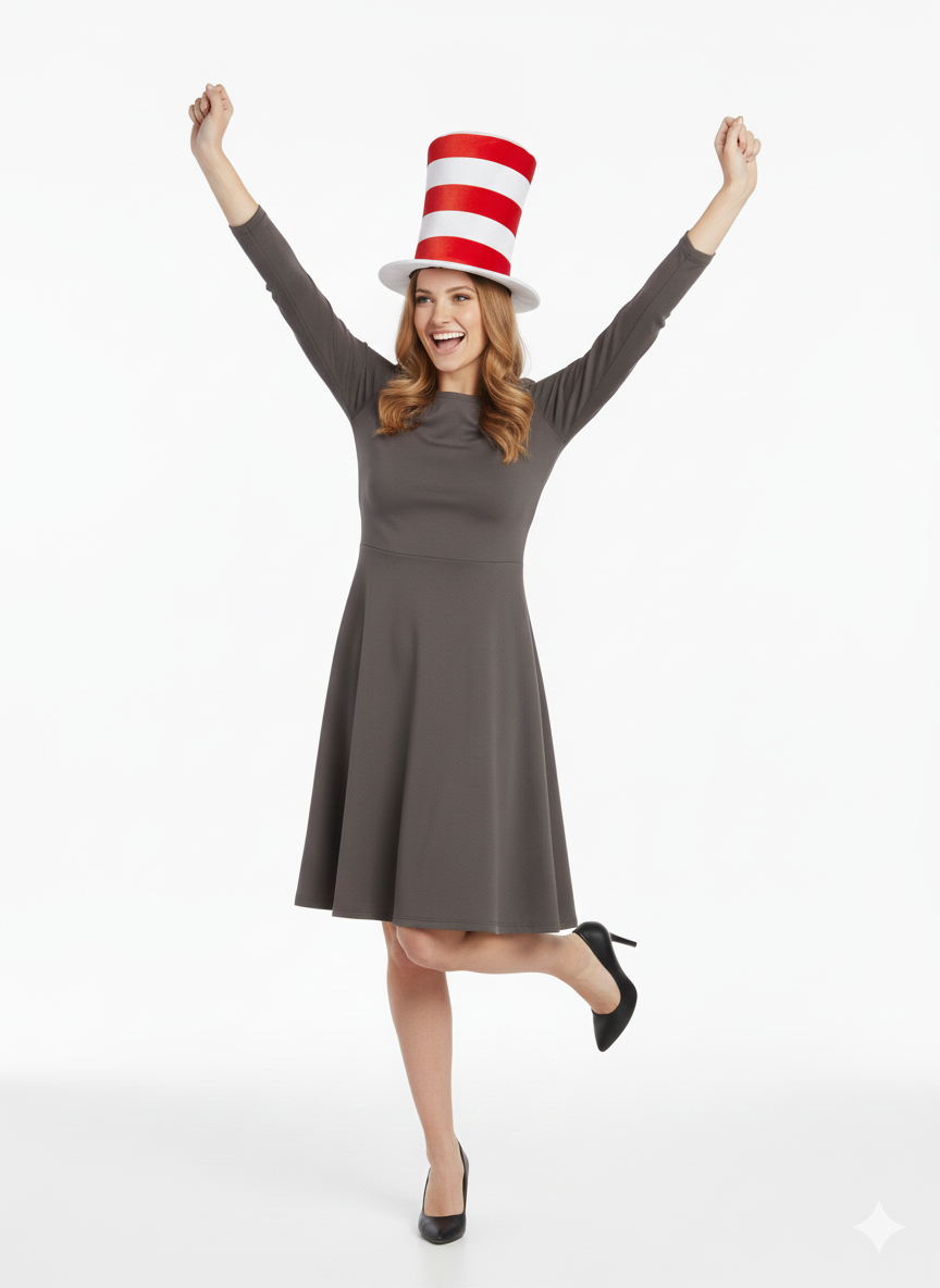 Red and White Striped Tall Top Hat – Adult Fancy Dress Costume Accessory