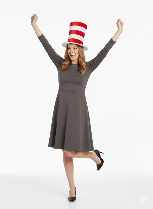 Red and White Striped Tall Top Hat – Adult Fancy Dress Costume Accessory
