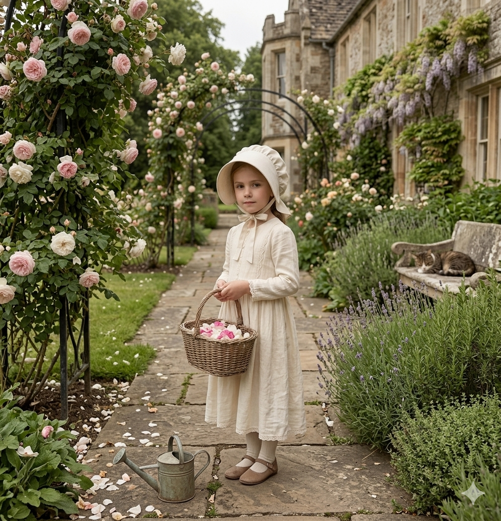 labreeze Children’s Victorian Bonnet Hat – White Historical Fancy Dress Accessory for World Book Day & School Events