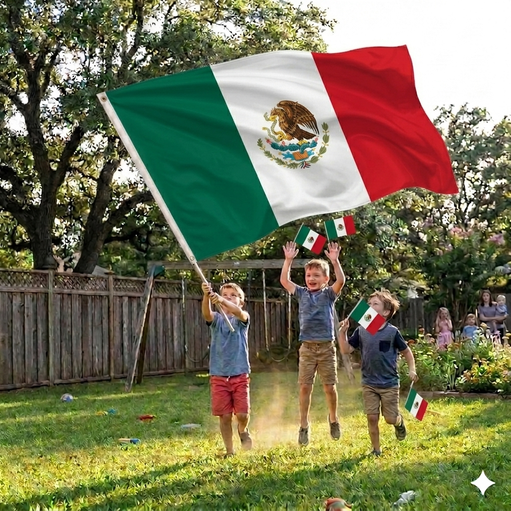 Mexico Flag 5ft x 3ft – Mexican Polyester National Flag with Metal Eyelets & Reinforced Seams - Labreeze Ltd
