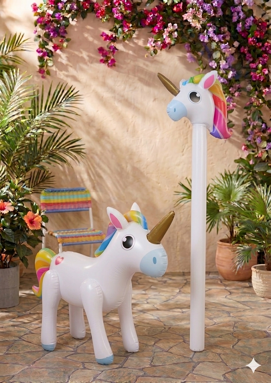 labreeze Inflatable Unicorn Set – Unicorn Stick (110cm) and Inflatable Unicorn (53 x 35cm) for Parties, Kids Events and Fancy Dress