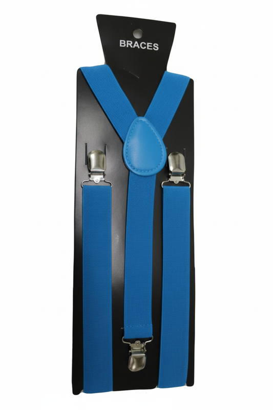 Turquoise Plain Braces 2.5 cm – Adult Adjustable Suspenders for Fancy Dress & Everyday Wear