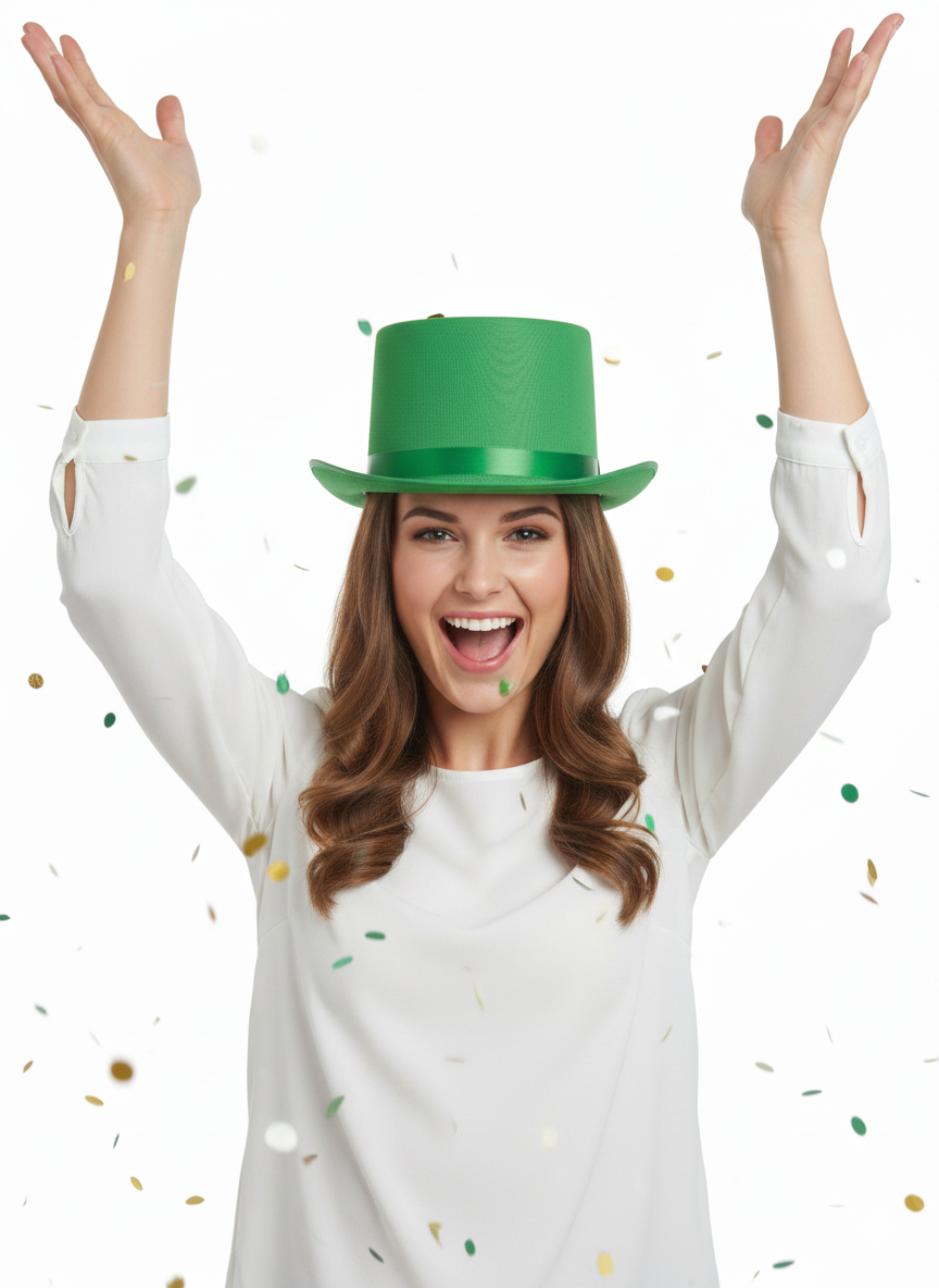 Adults Green Satin Top Hat with Ribbon – Fancy Dress Party Hat