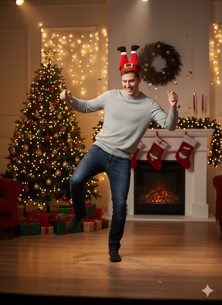 Red Funny Santa Claus Legs Christmas Hat – Novelty Festive Party Hat for Adults