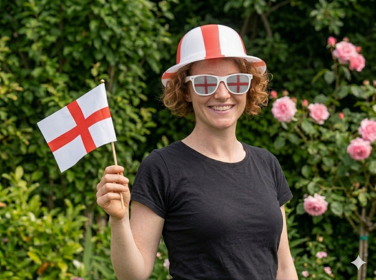 labreeze England St George Fancy Dress Accessories Set – Adult Bowler Hat, Hand Flag & Novelty Glasses - Labreeze Ltd