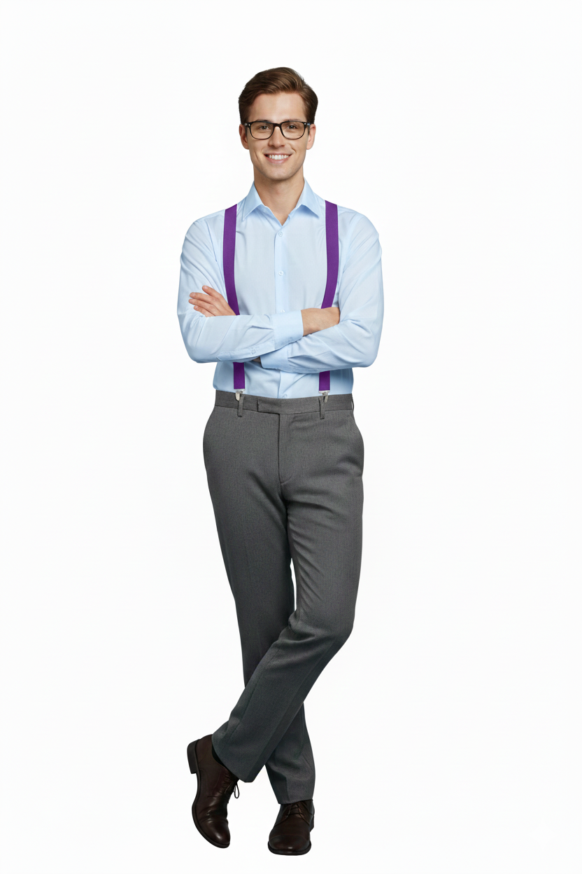 Purple Plain Braces – Adult Adjustable Suspenders for Fancy Dress & Everyday Wear