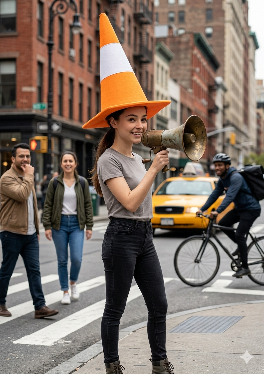 labreeze Traffic Cone Hat for Adults – Orange & White Novelty Fancy Dress Hat
