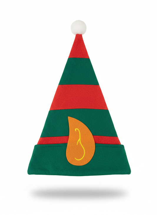 labreeze Women’s Red and Green Christmas Tights & Elf Hat with Ears Set – Festive Xmas Fancy Dress Accessory
