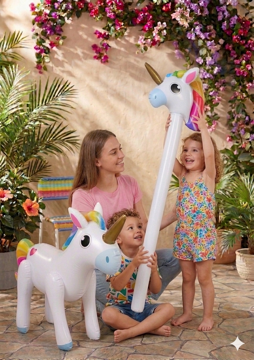 labreeze Inflatable Unicorn Set – Unicorn Stick (110cm) and Inflatable Unicorn (53 x 35cm) for Parties, Kids Events and Fancy Dress